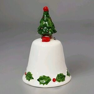 Vintage Holly Bell White Porcelain Christmas Tree Handle Timeless Norcrest Decor